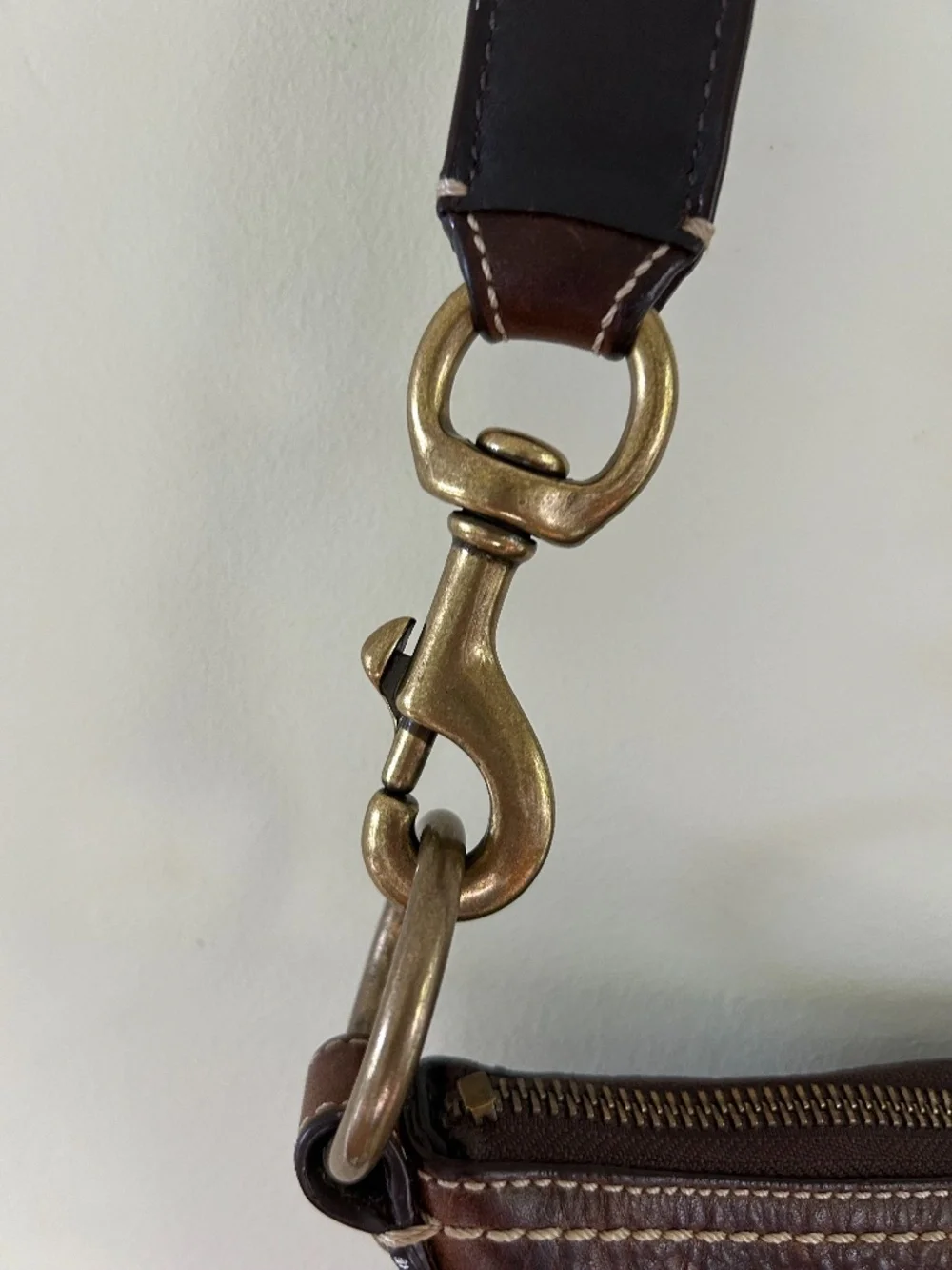Coach Signature Tan and Brown Canvas Y2K Crossbody Bag With Leather Trim